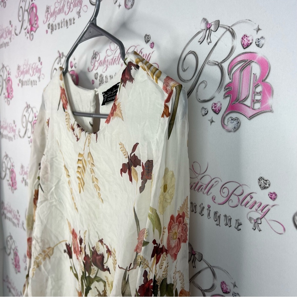 Bella amore Italy top blouse flowers silk made in Italy 🇮🇹 Floral Print Women's - Picture 9 of 16